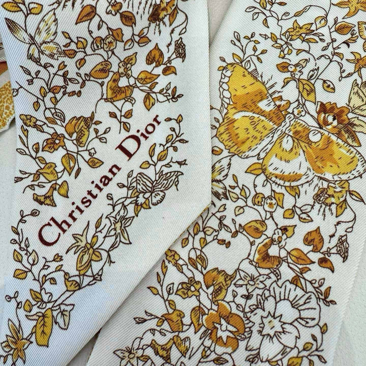 CD Twilly Mini Scarf 105 Yellow Silk Twill 153194