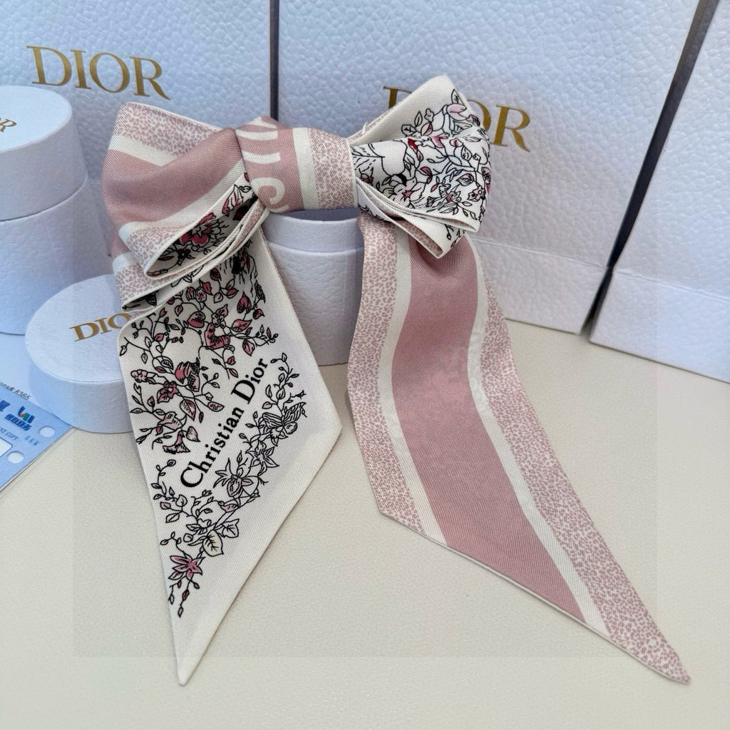 CD Mitzah Scarf White Pink Silk 153197