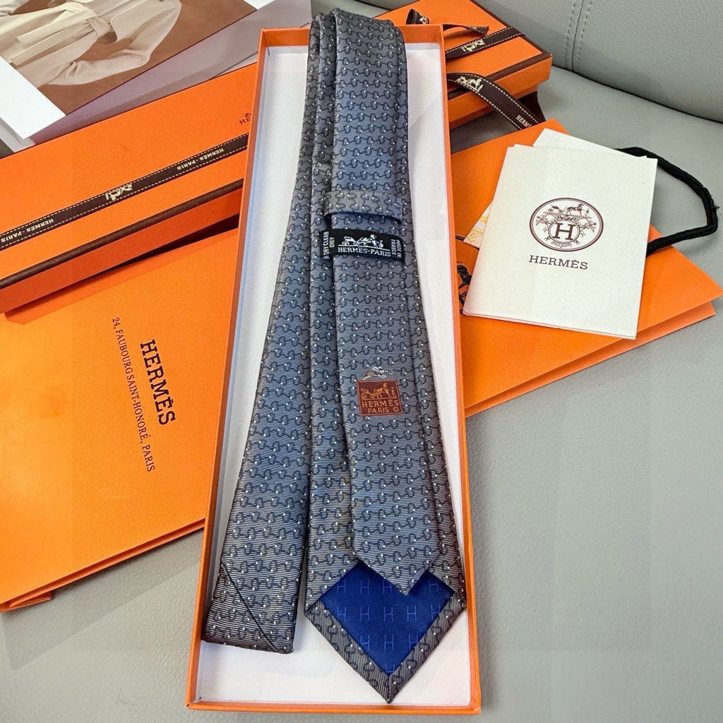 HM Mors a Olives Tie Grey Twill Silk 212095
