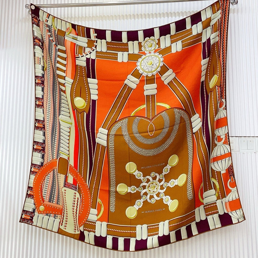 HM 25s Scarf 140cm Brown Orange Cashmere 973322