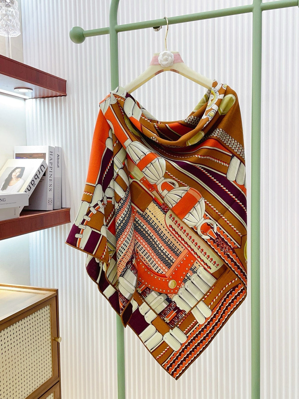 HM 25s Scarf 140cm Brown Orange Cashmere 973322