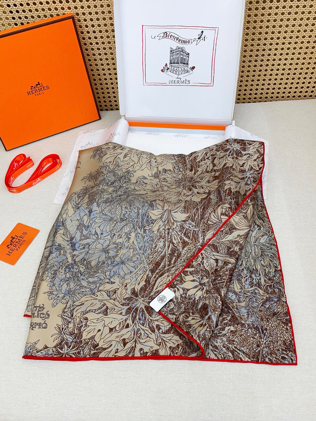 HM All'Orto Botanico Scarf 90x90cm Brown Colorful Silk Twill 209928