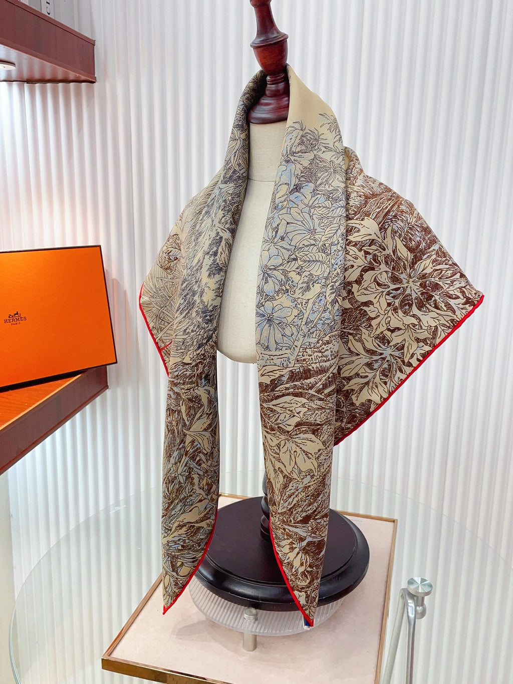 HM All'Orto Botanico Scarf 90x90cm Brown Colorful Silk Twill 209928
