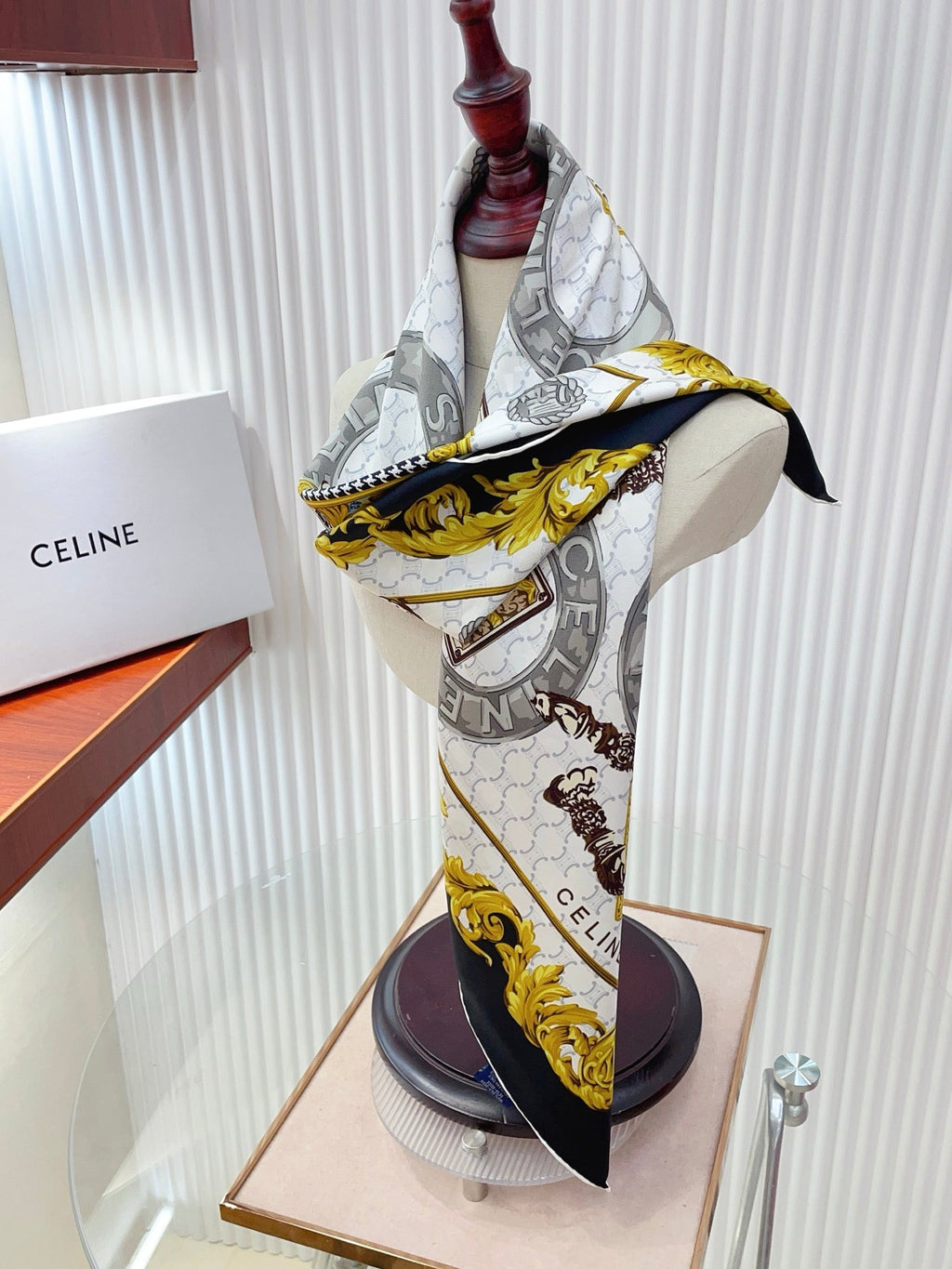 Celine 26s Scarf 90x90 Black Colorful Twill Silk 212025