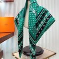 Cheval Punk Bandana Scarf 90 CM In Deep Green Mix White Black Silk Twill 309212