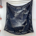 Cheval De Legende Scarf 140 CM Charcoal Blue Pattern Cashmere And Silk