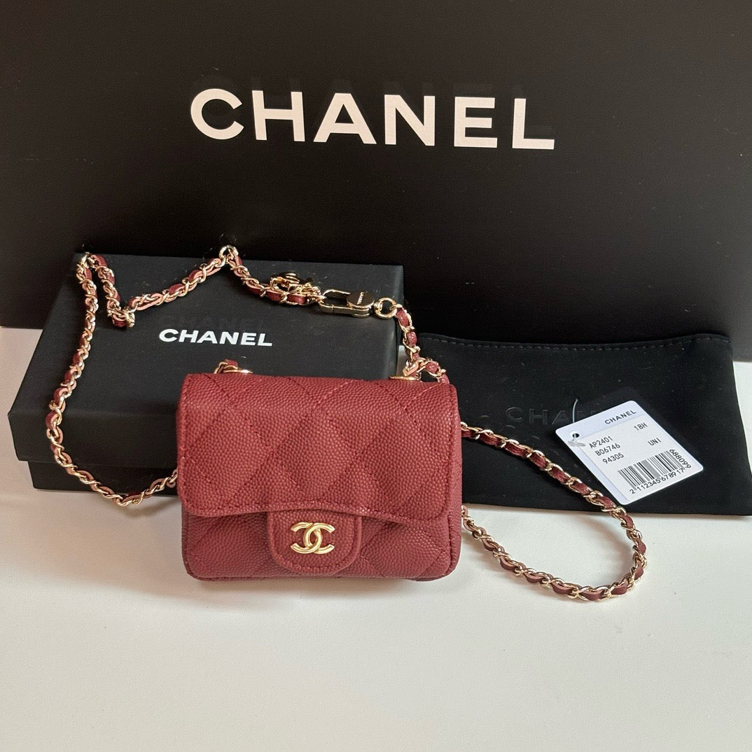 CC 26s Waist Belt Bag Chain Burgundy Caviar 212334