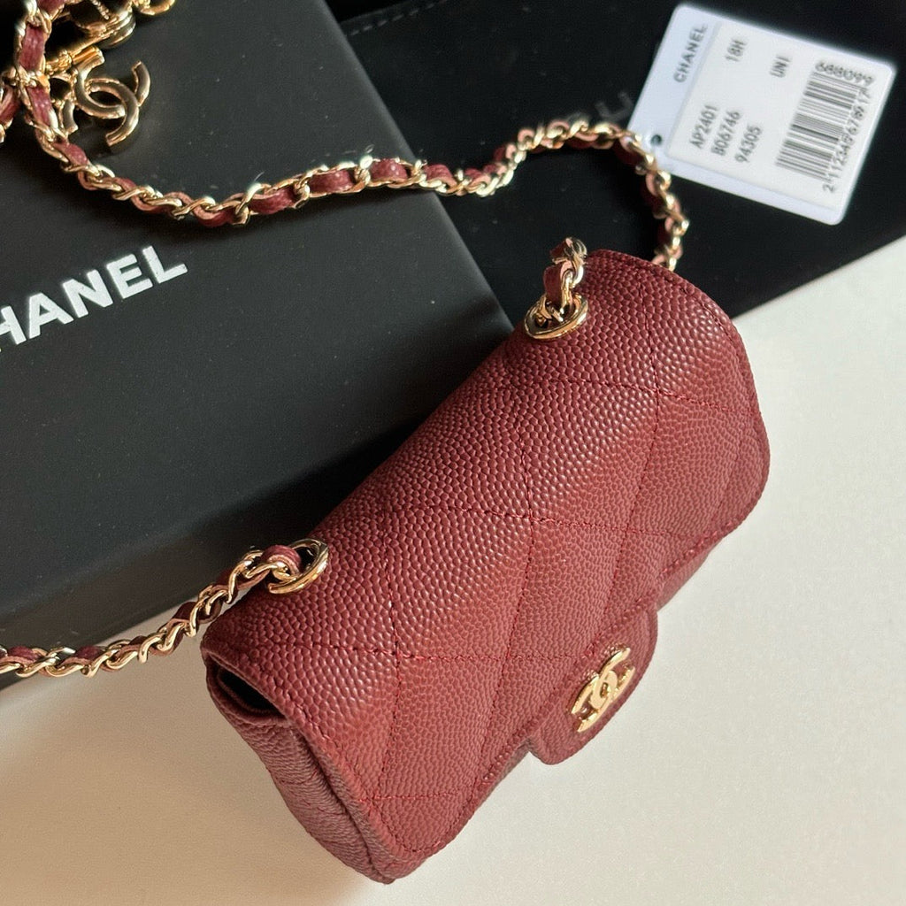 CC 26s Waist Belt Bag Chain Burgundy Caviar 212334