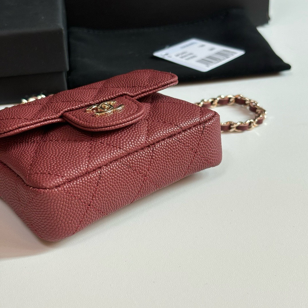 CC 26s Waist Belt Bag Chain Burgundy Caviar 212334