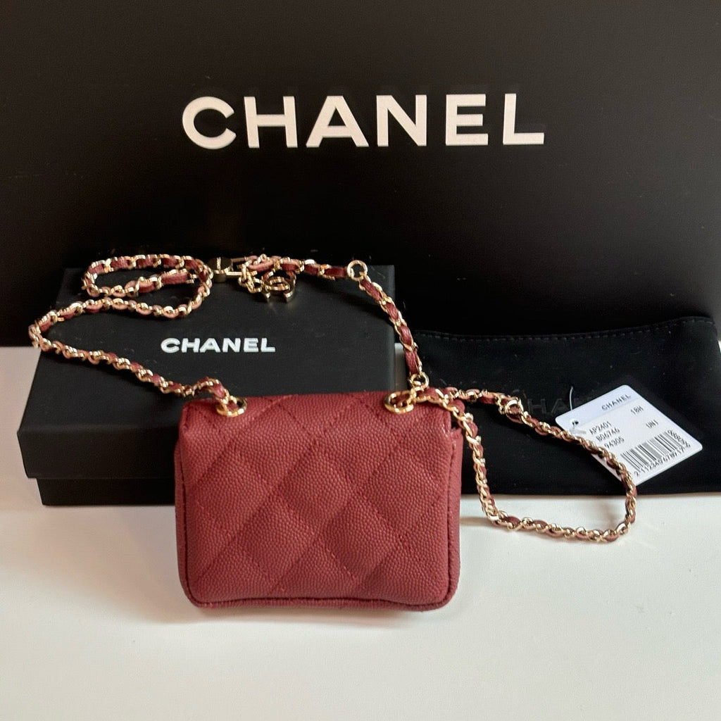 CC 26s Waist Belt Bag Chain Burgundy Caviar 212334