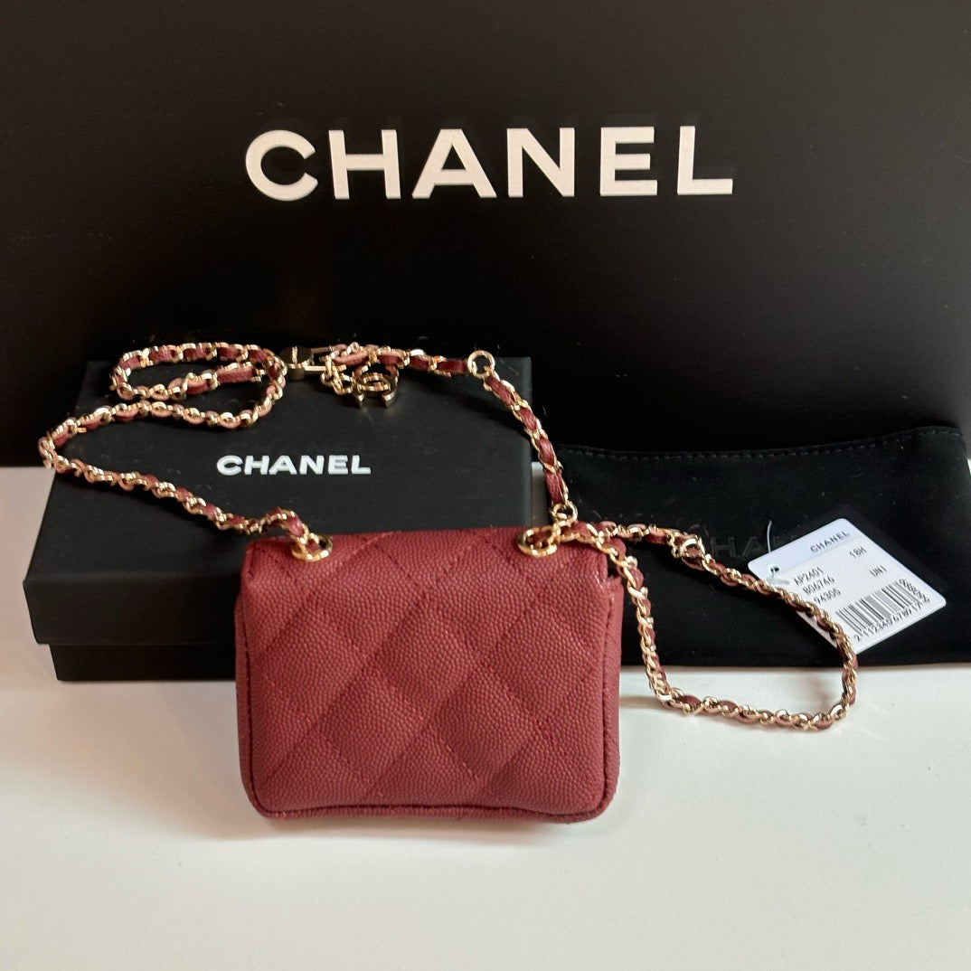 CC 26s Waist Belt Bag Chain Burgundy Caviar 212334