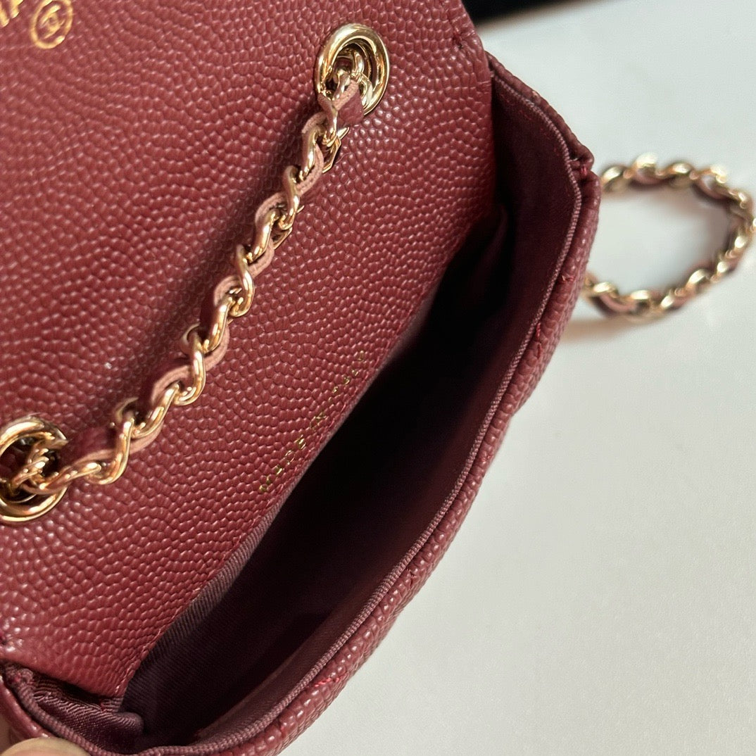 CC 26s Waist Belt Bag Chain Burgundy Caviar 212334