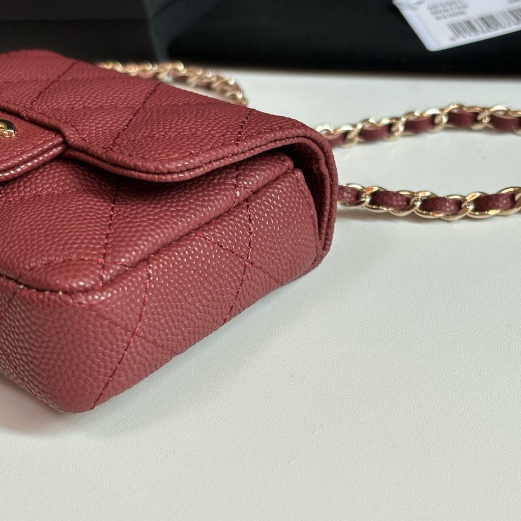 CC 26s Waist Belt Bag Chain Burgundy Caviar 212334