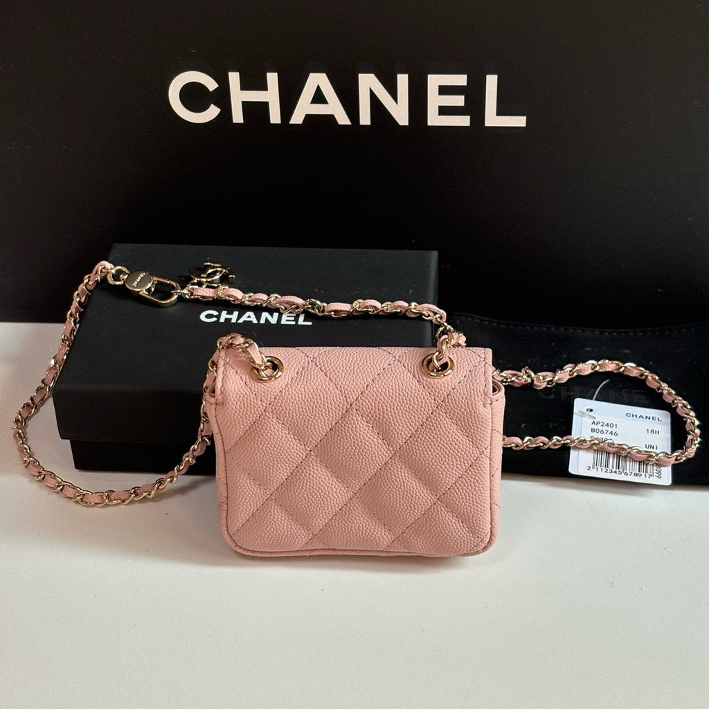 CC 26s Waist Belt Bag Chain Light Pink Caviar 212332