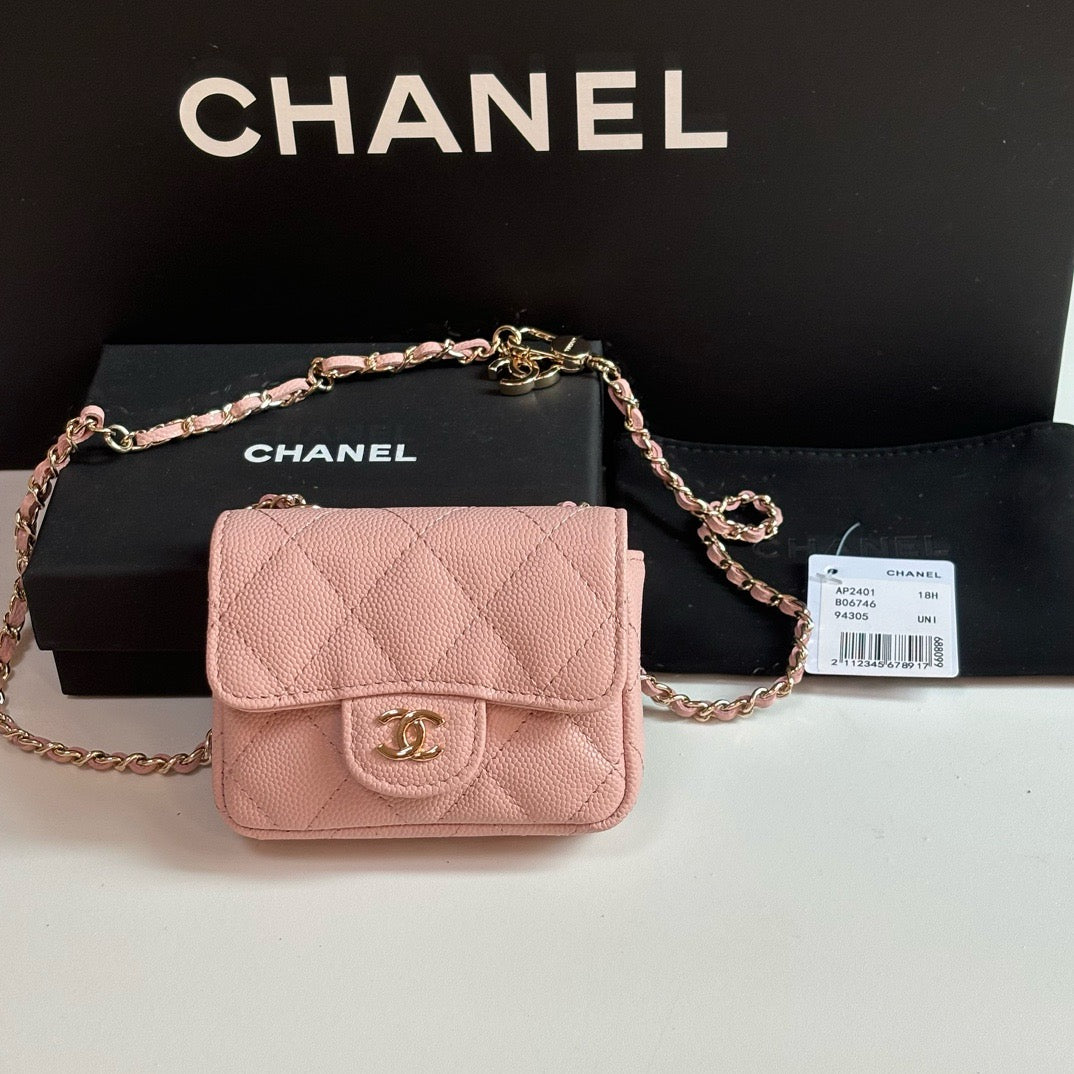CC 26s Waist Belt Bag Chain Light Pink Caviar 212332