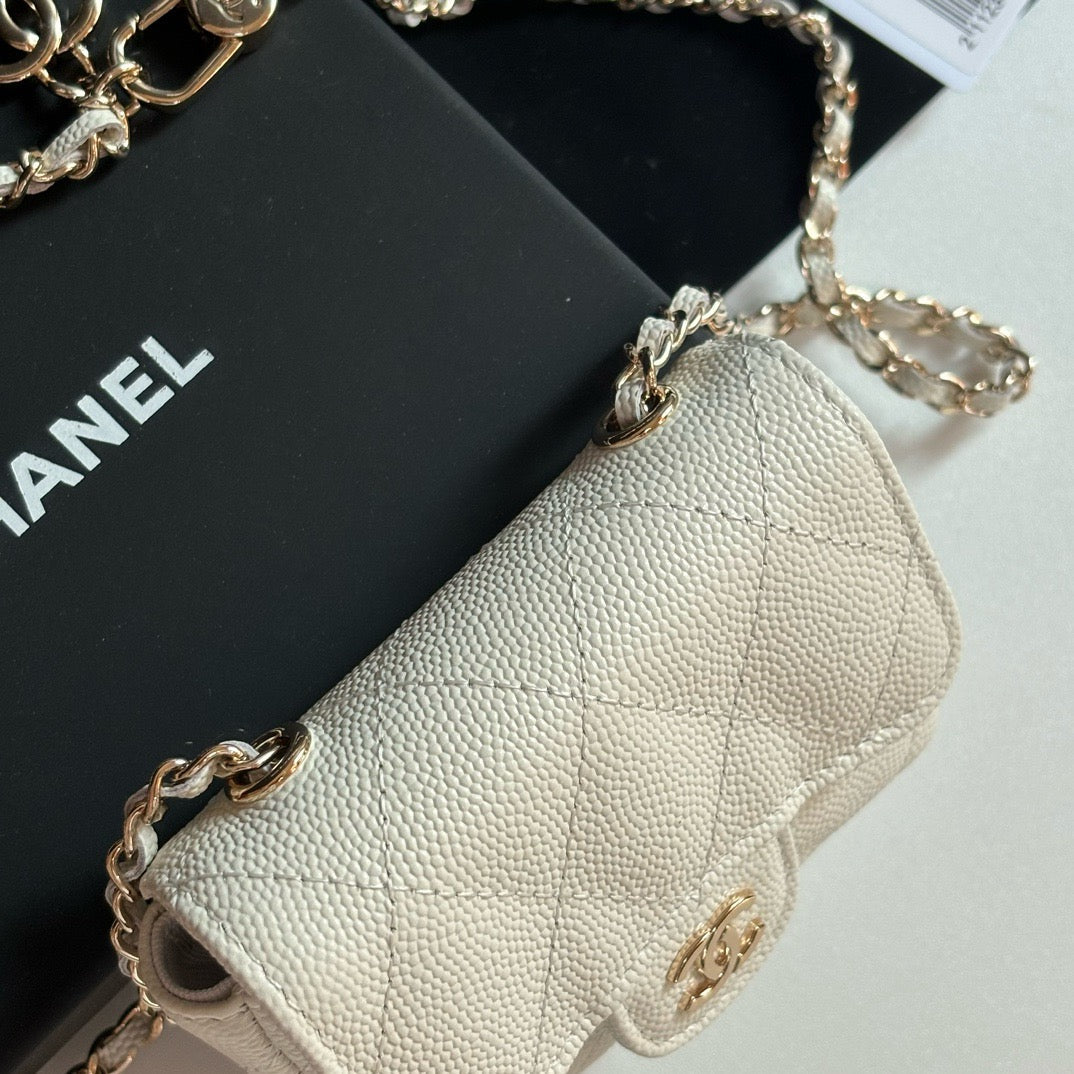 CC 26s Waist Belt Bag Chain White Caviar 212331