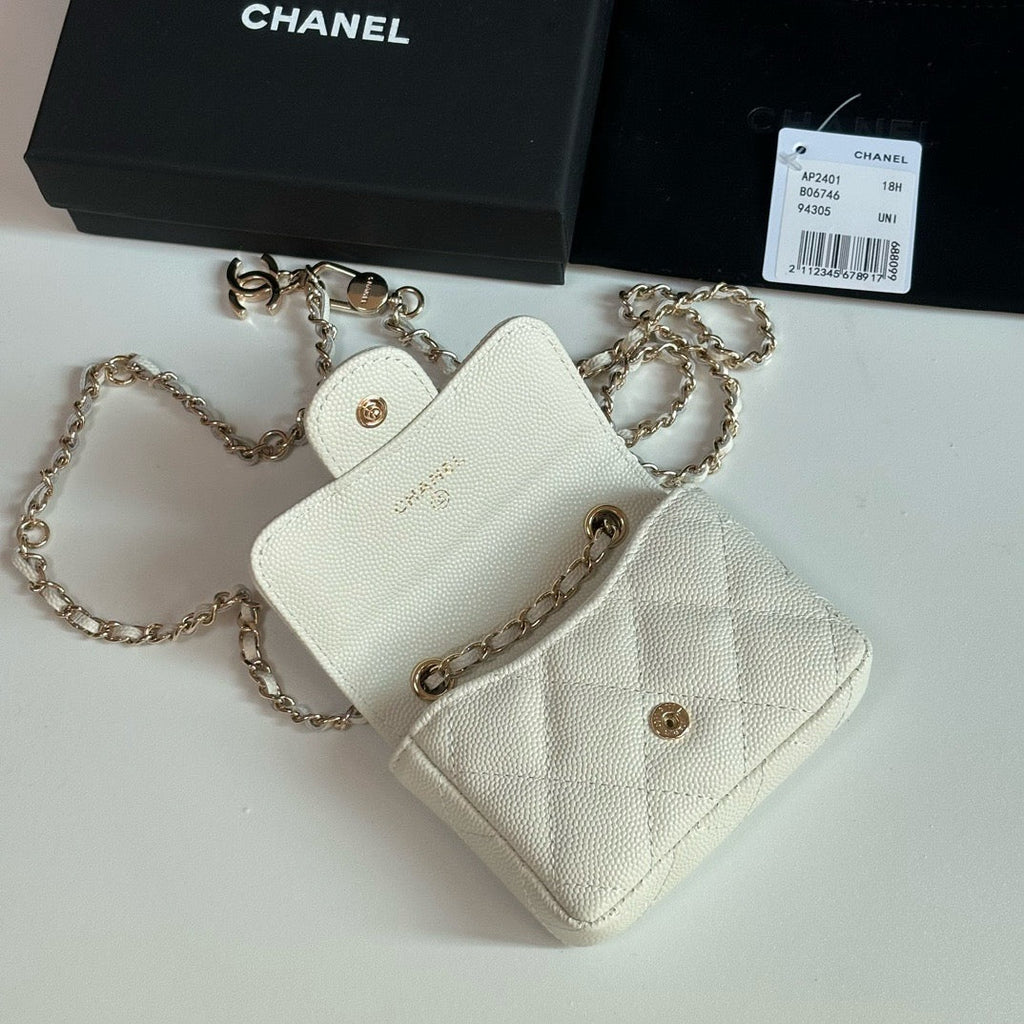 CC 26s Waist Belt Bag Chain White Caviar 212331