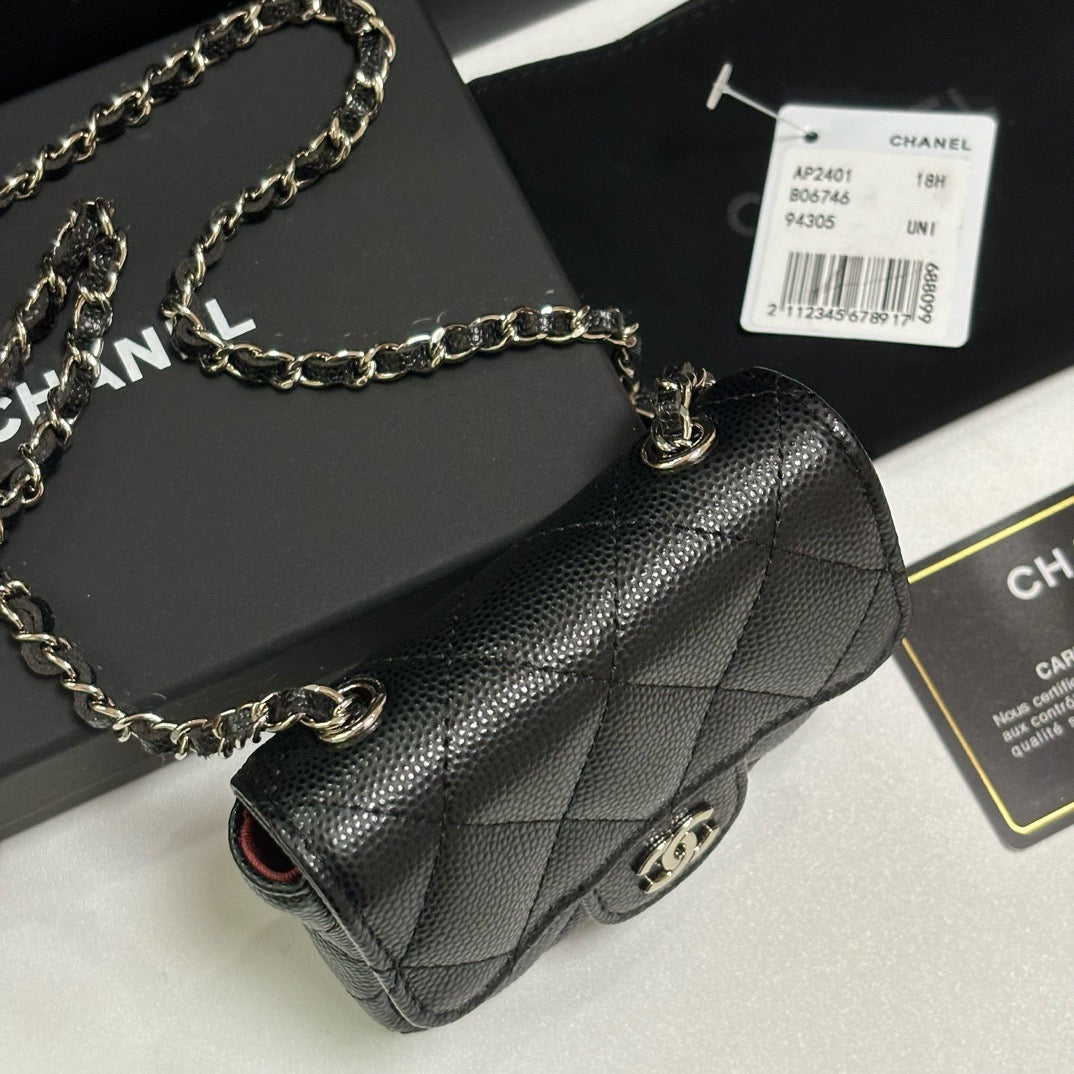 CC 26s Waist Belt Bag Chain Black Caviar SHW 212327
