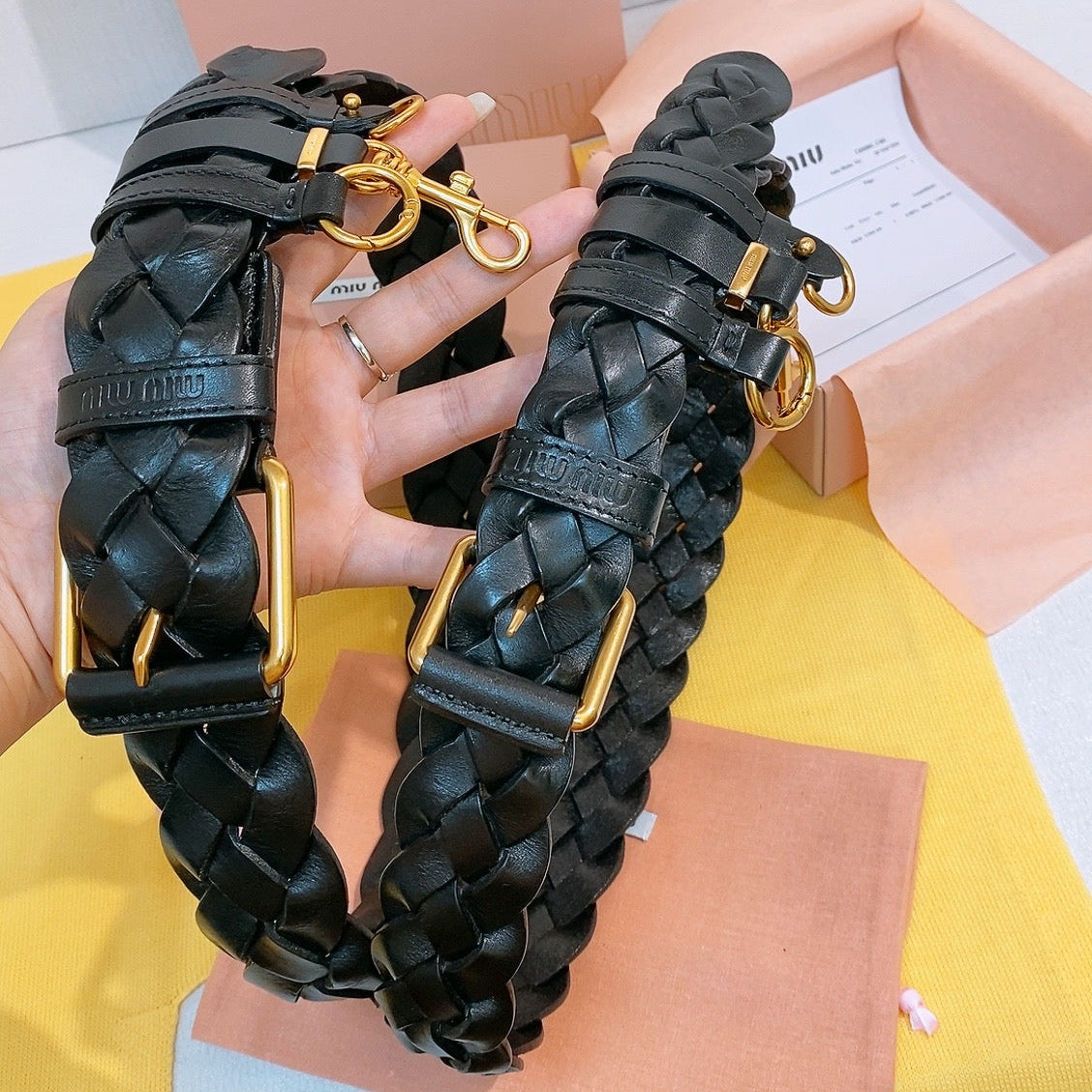 Miu 26s Black Woven Belt 211536