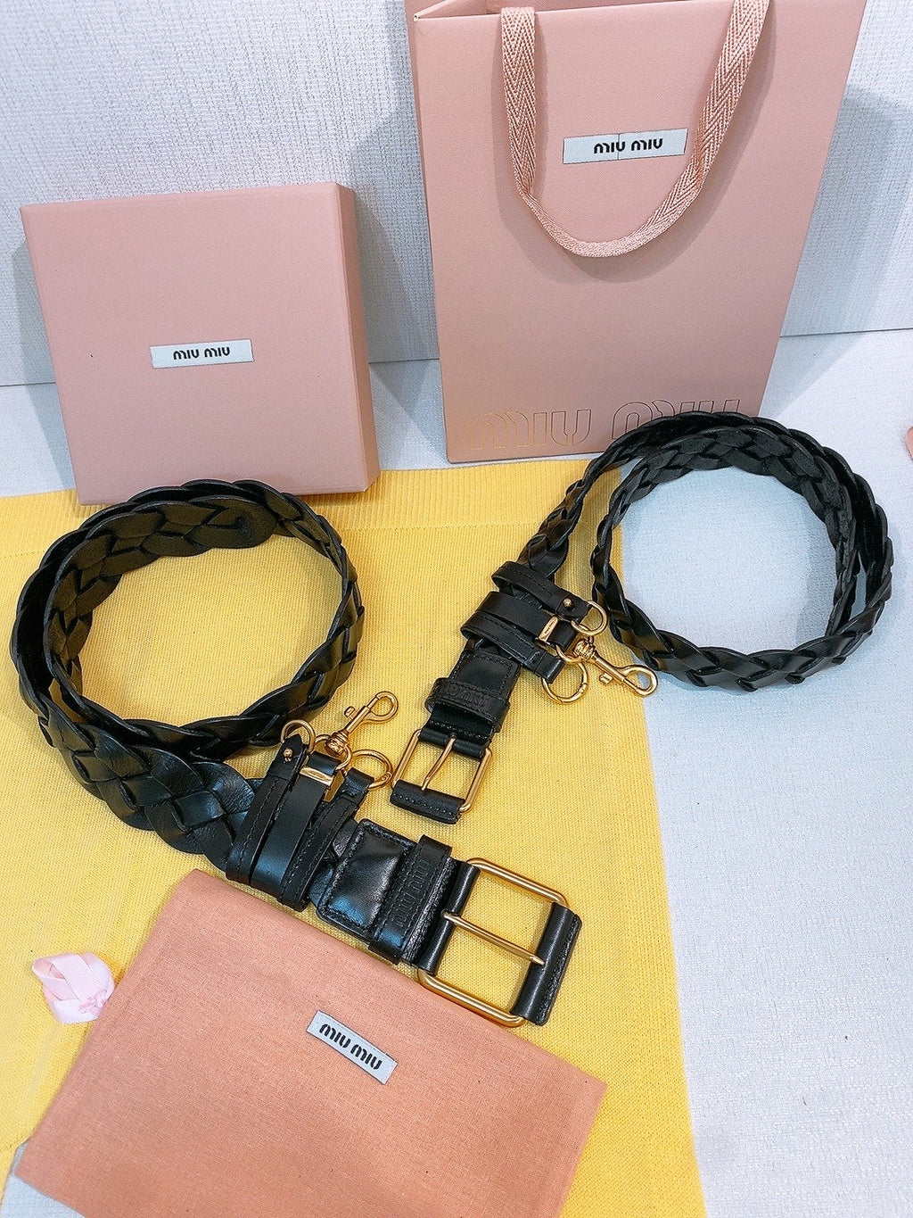 Miu 26s Black Woven Belt 211536