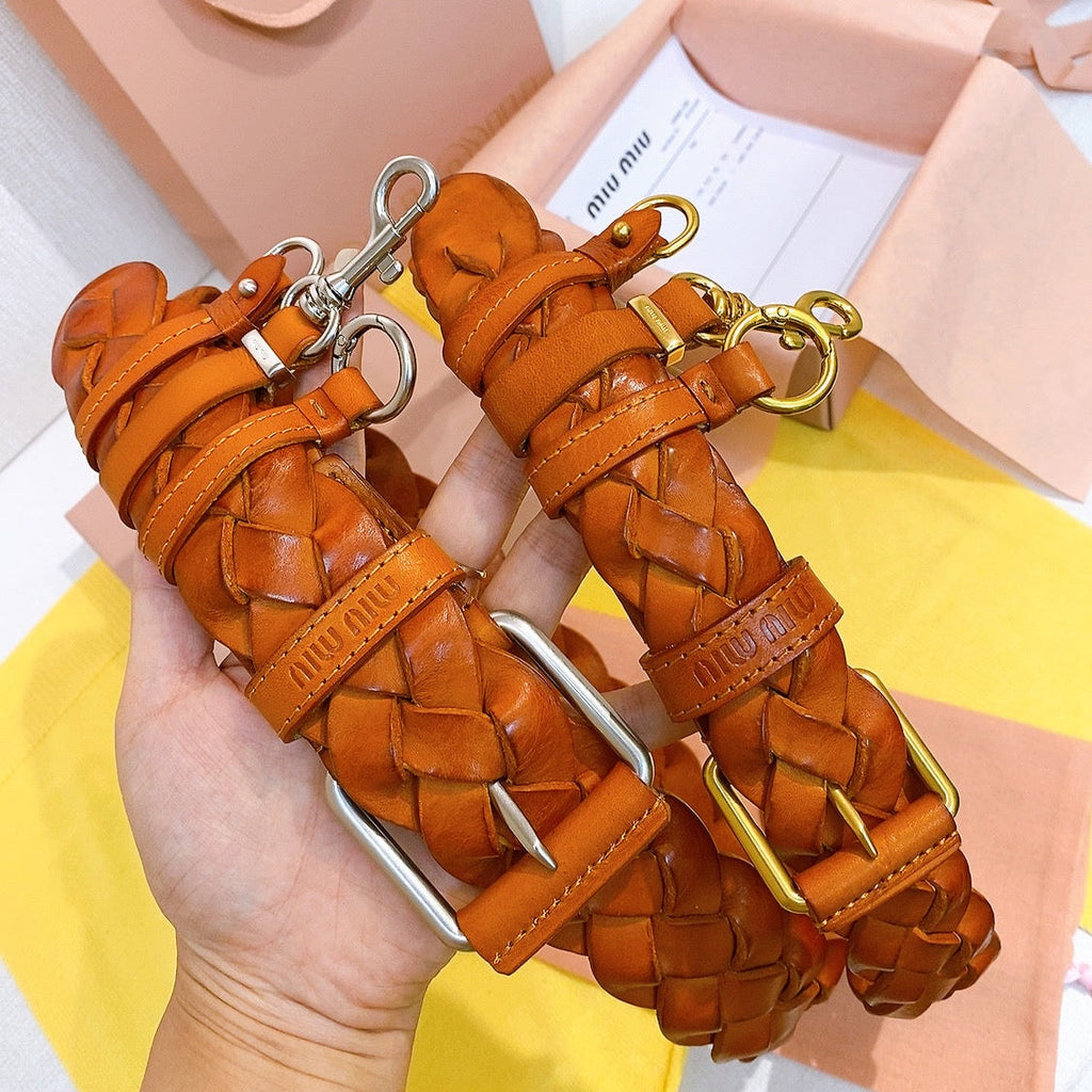 Miu 26s Brown Woven Belt 211533