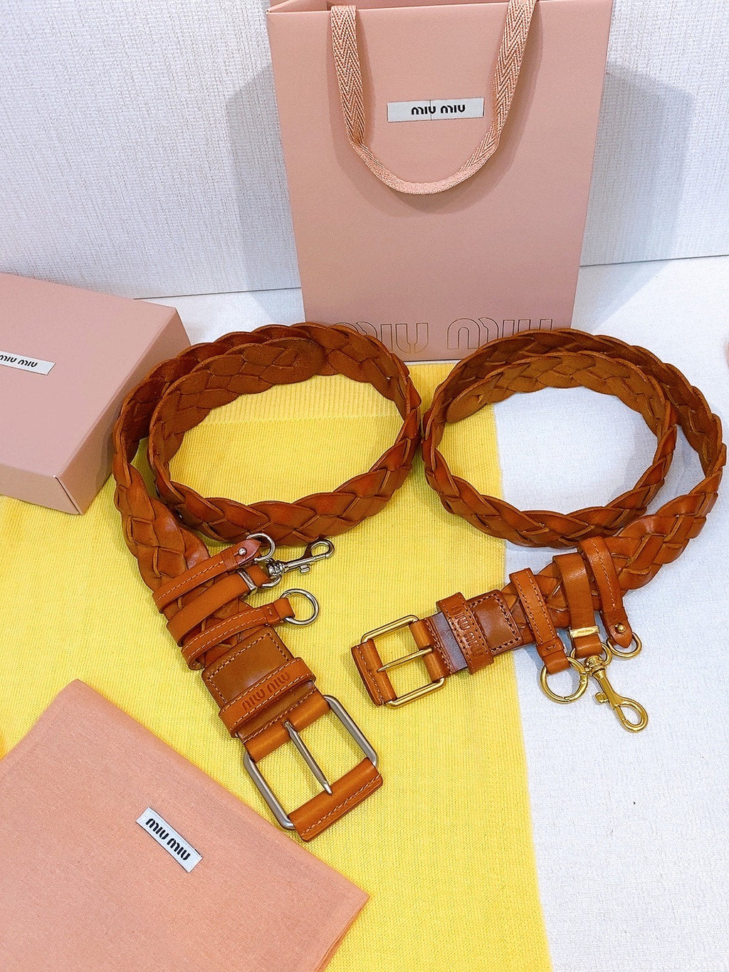 Miu 26s Brown Woven Belt 211533
