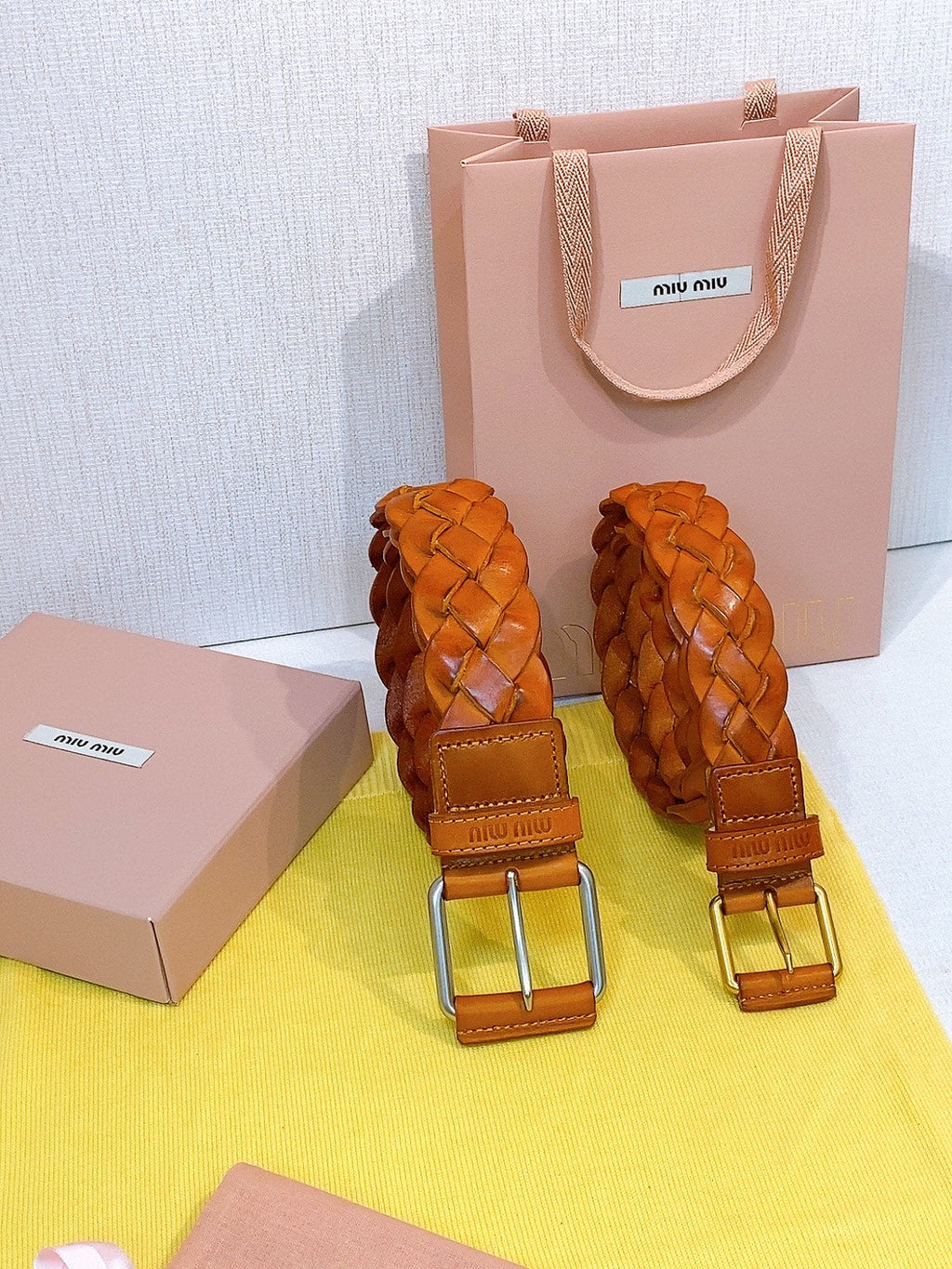 Miu 26s Brown Woven Belt 211533