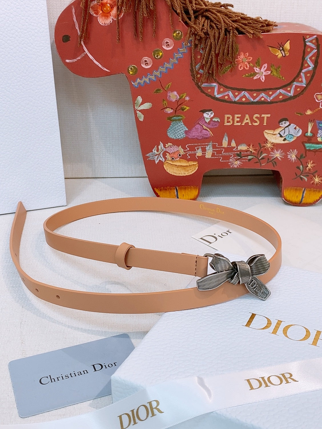 CD Diorissimo Bow Belt 1.5cm Leather 211676