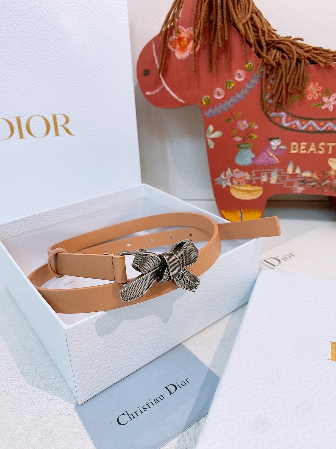 CD Diorissimo Bow Belt 1.5cm Leather 211676