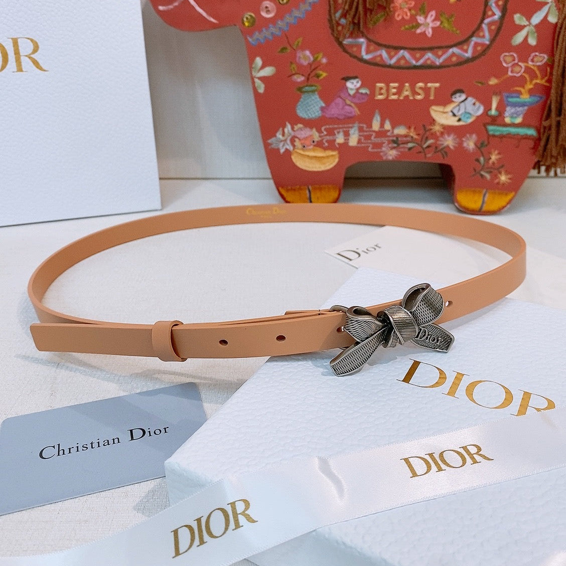 CD Diorissimo Bow Belt 1.5cm Leather 211676