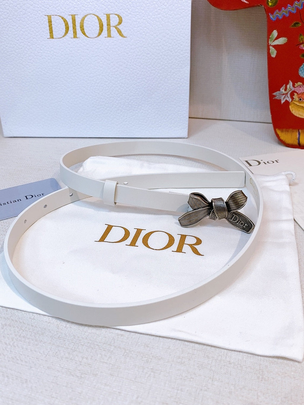 CD Diorissimo Bow Belt 1.5cm Leather 211675