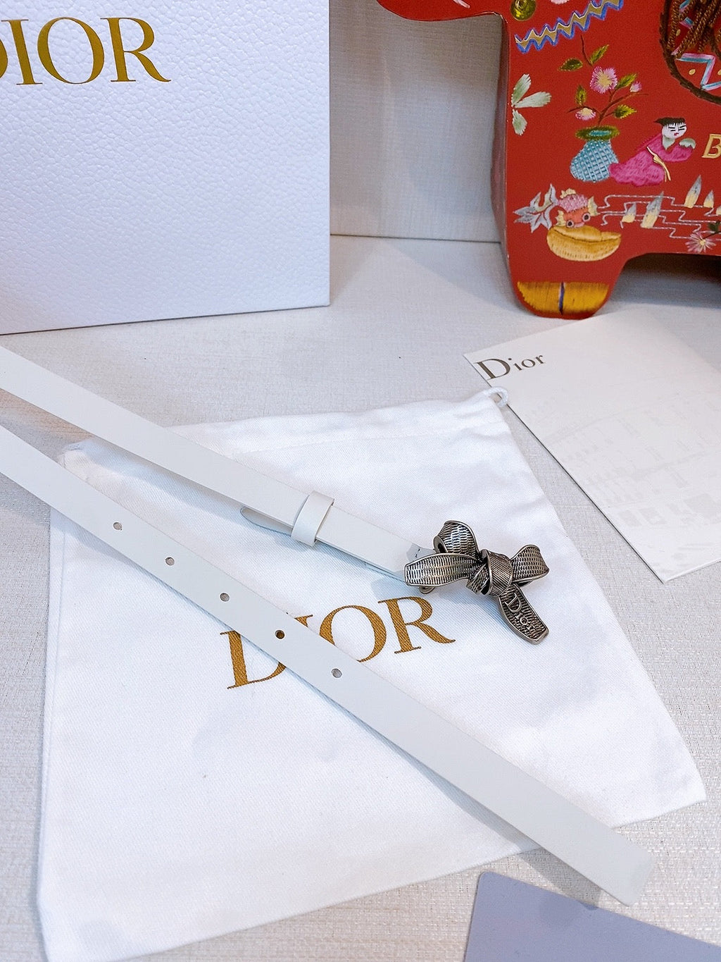 CD Diorissimo Bow Belt 1.5cm Leather 211675