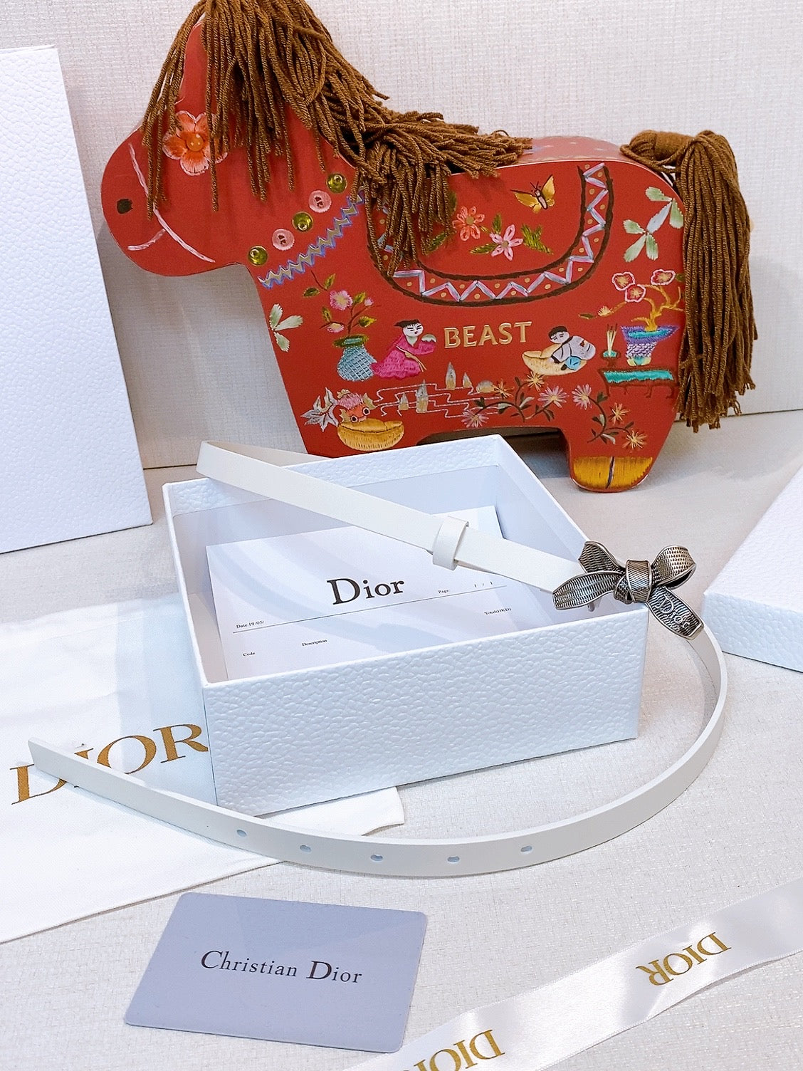 CD Diorissimo Bow Belt 1.5cm Leather 211675