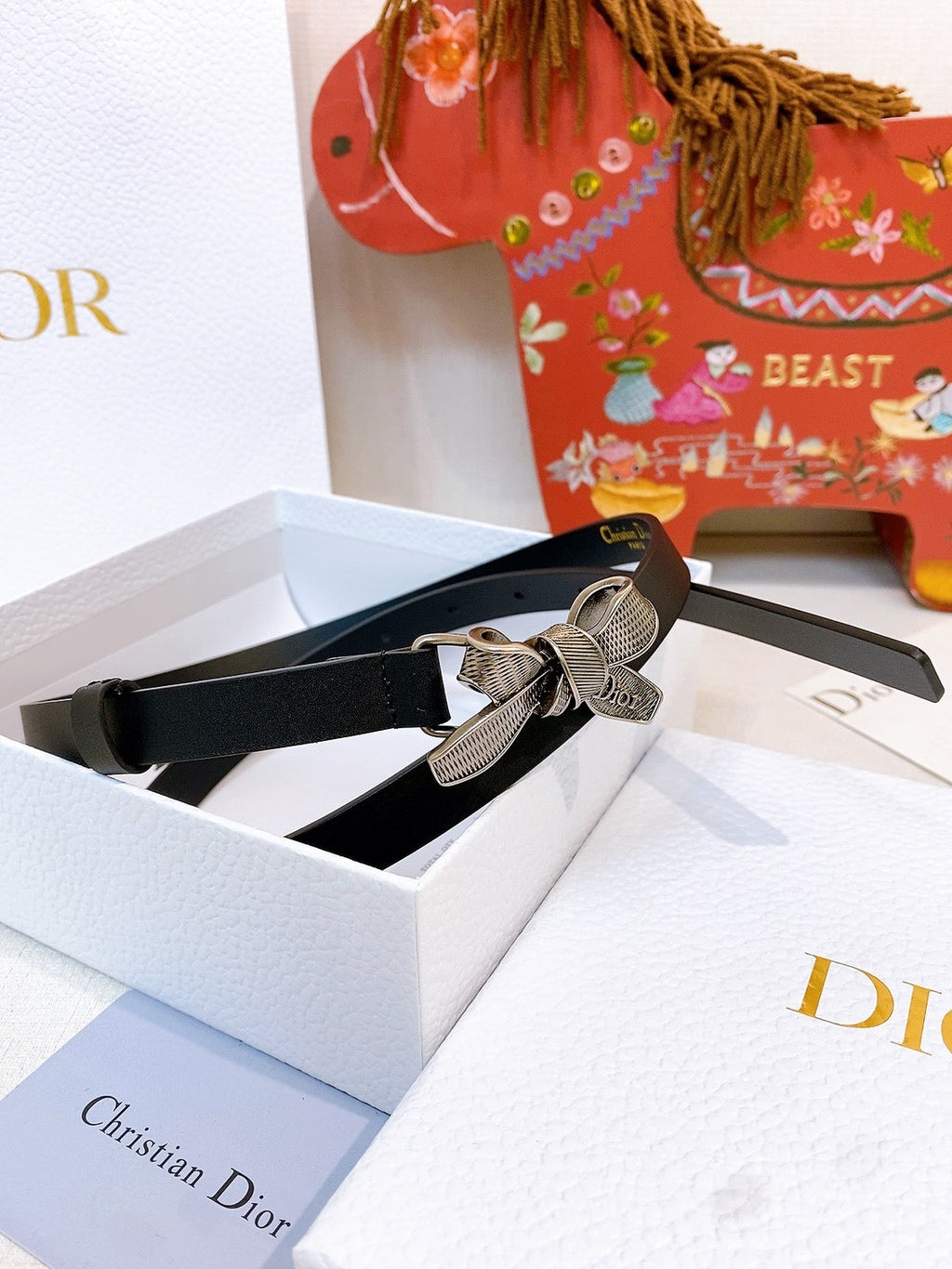 CD Diorissimo Bow Belt 1.5cm Leather 211674