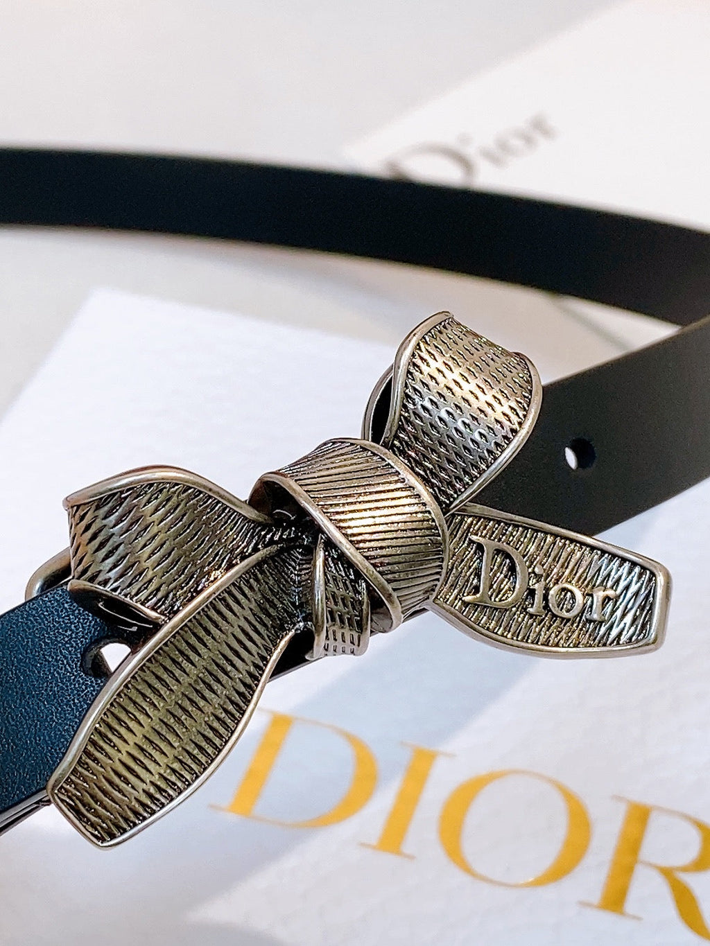 CD Diorissimo Bow Belt 1.5cm Leather 211674