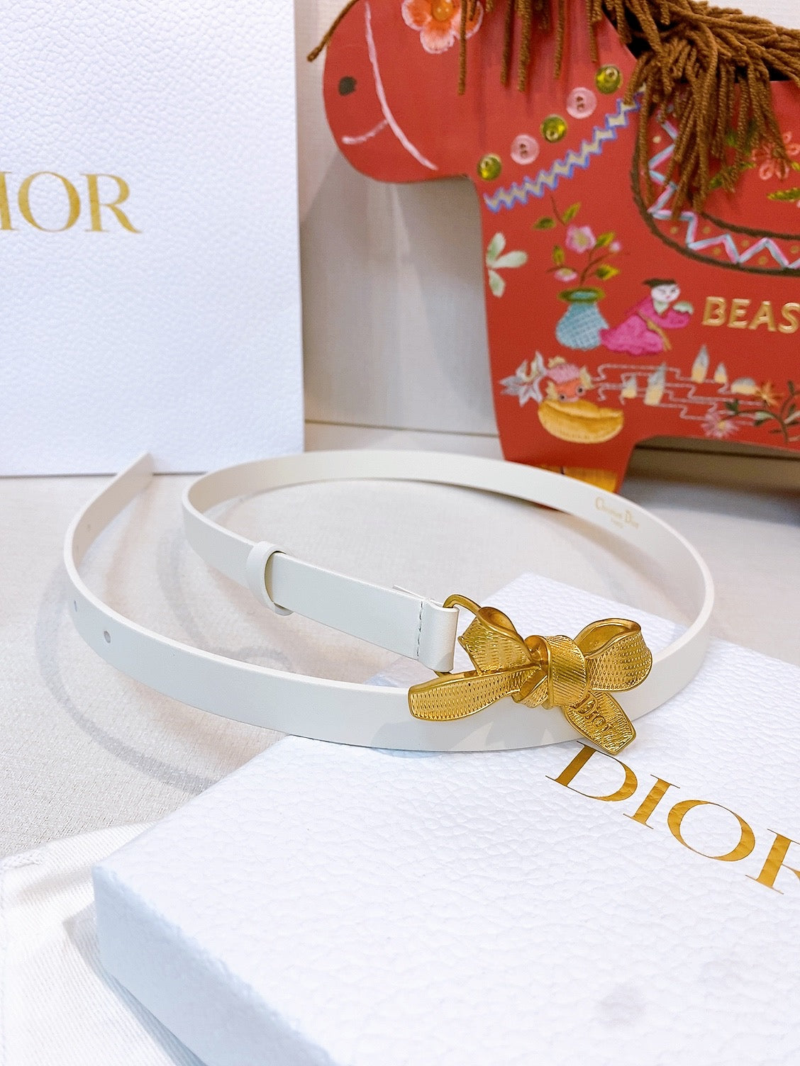 CD Diorissimo Bow Belt 1.5cm Leather 211672