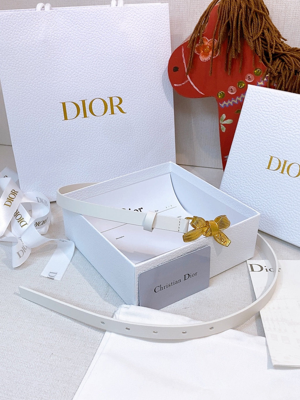 CD Diorissimo Bow Belt 1.5cm Leather 211672