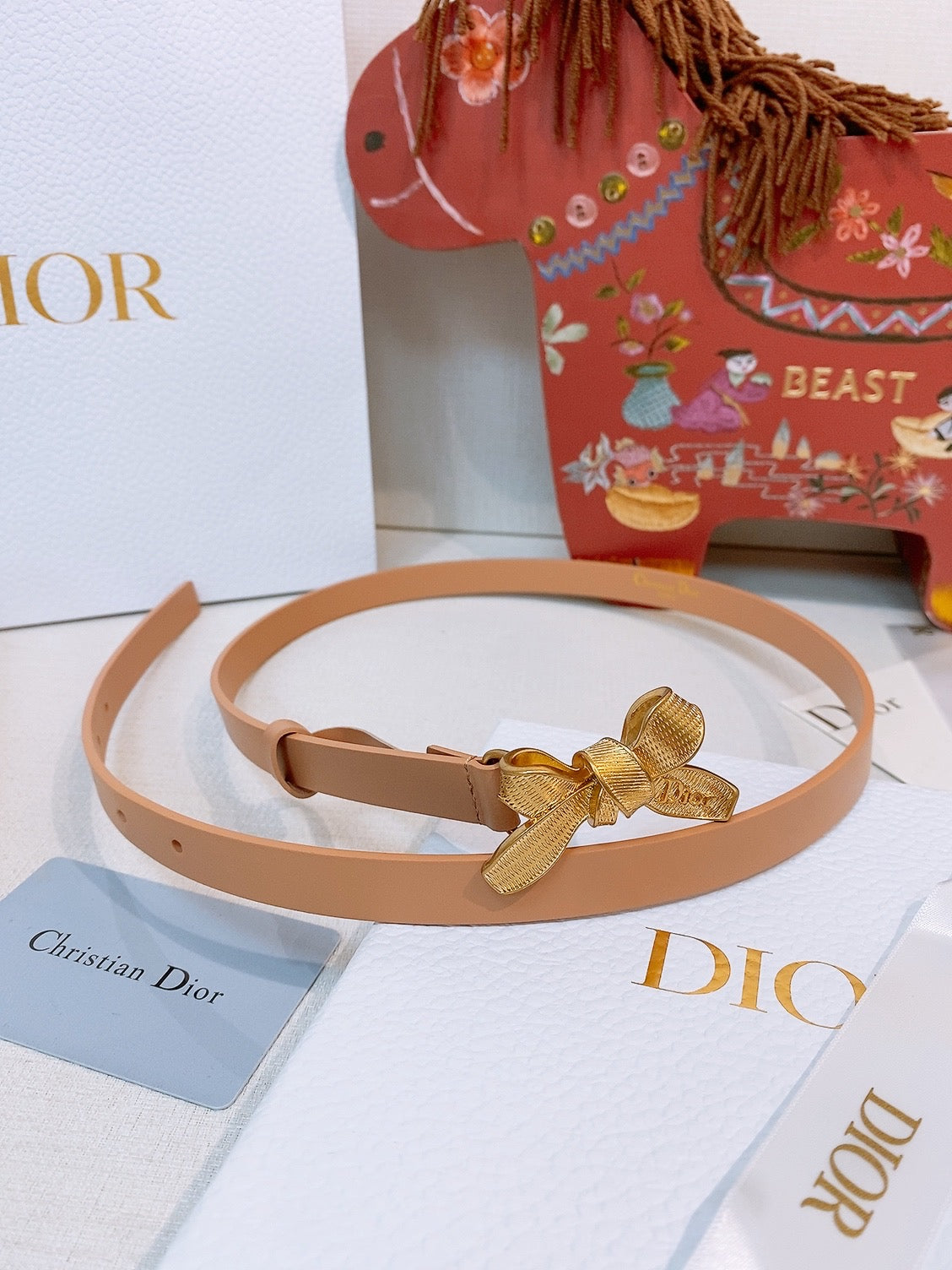 CD Diorissimo Bow Belt 1.5cm Leather 211671
