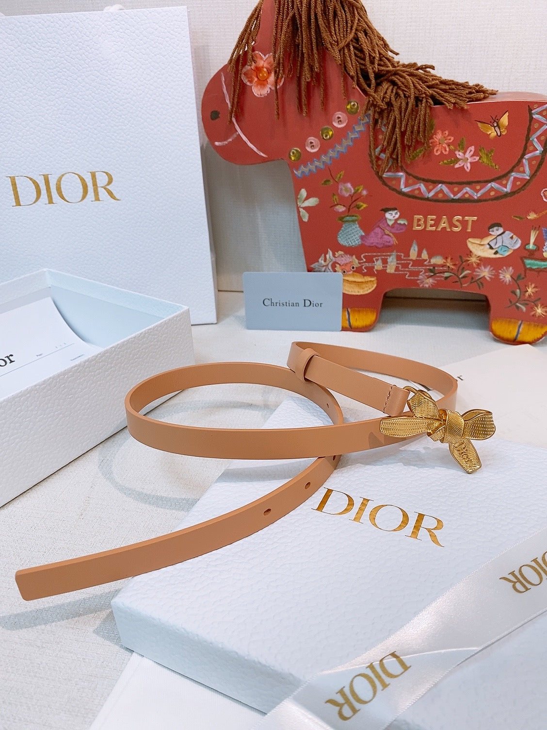 CD Diorissimo Bow Belt 1.5cm Leather 211671