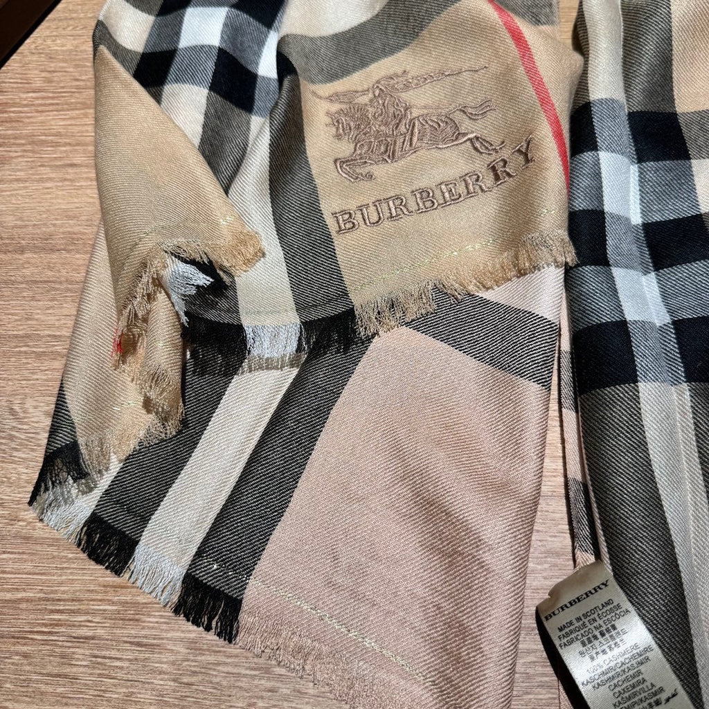 CHECK SCARF 200 CM IN SAND BROWN MIX BLACK WOOL 410343