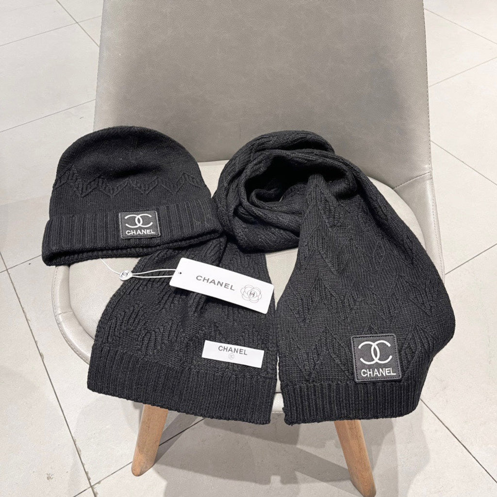 SET BEANIE HAT AND SCARF BLACK 427886