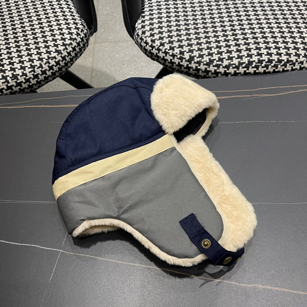 TRAPPER HAT IN DENIM BLUE SUEDE AND RABBIT FUR 439535