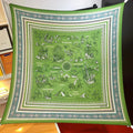 HM 26ss Amazon Scarf 90 Green Colorful Twill Silk 126340