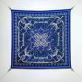 HM 26s Horse Scarf 90 Dark Blue Colorful Cashmere Silk 138043