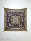 HM Eperon d'Or bandana Scarf 90x90 Brown Colorful Twill Silk 202549