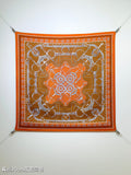 HM Eperon d'Or bandana Scarf 90x90 Orange Colorful Twill Silk 202550