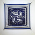 HM 26ss Amazon Scarf 90 Dark Blue White Twill Silk 132411