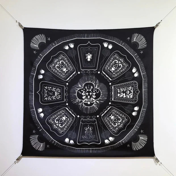 HM 26ss Double Sided Scarf 90 Black Twill Silk 134422