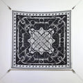 HM 26s Horse Scarf 90 Black White Colorful Cashmere Silk 138045