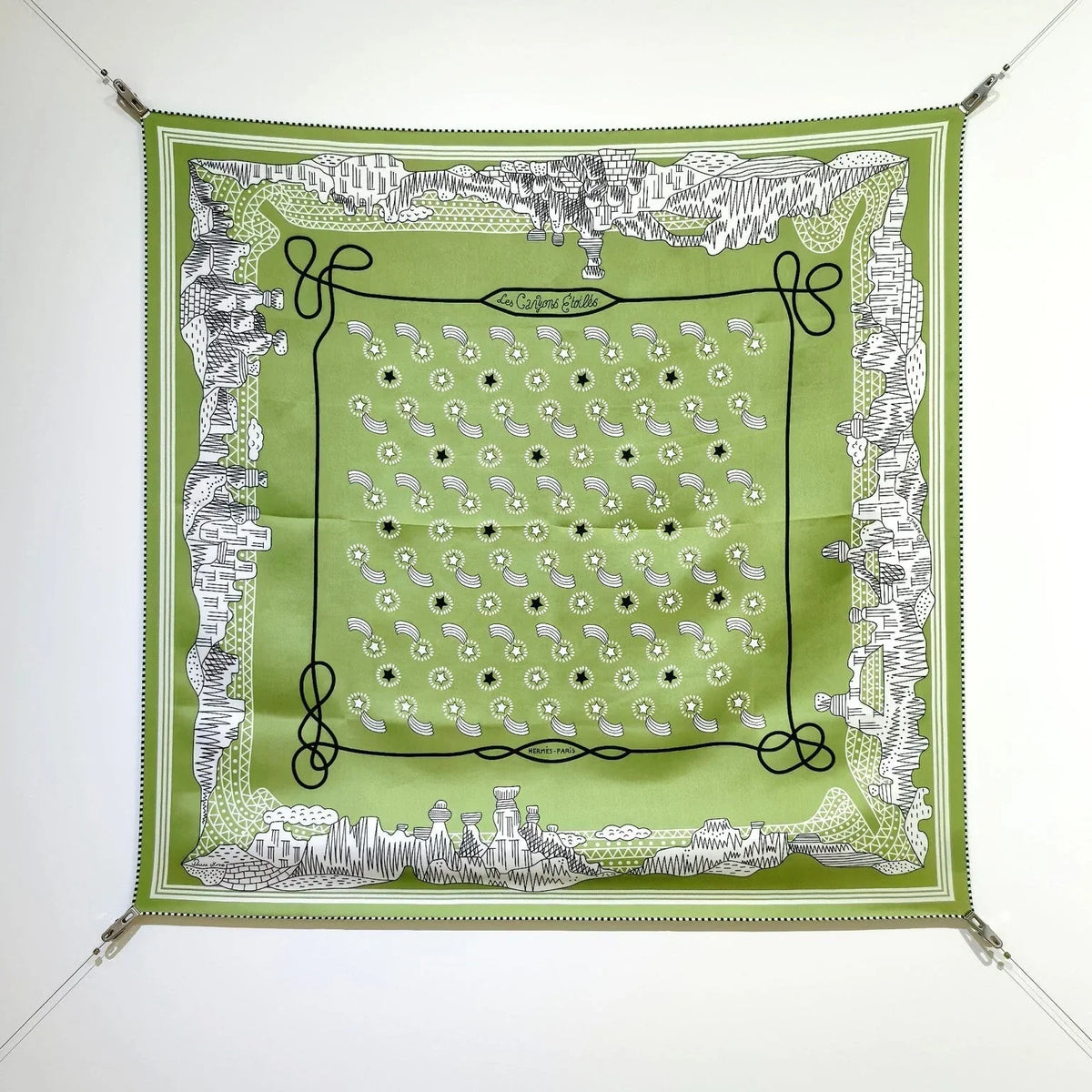 HM 26ss Amazon Scarf 90 Green Twill Silk 126313